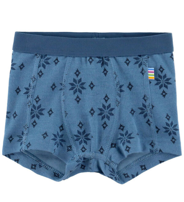Joha Boxershorts - Uld/Bomuld - Blå m. Snefnug