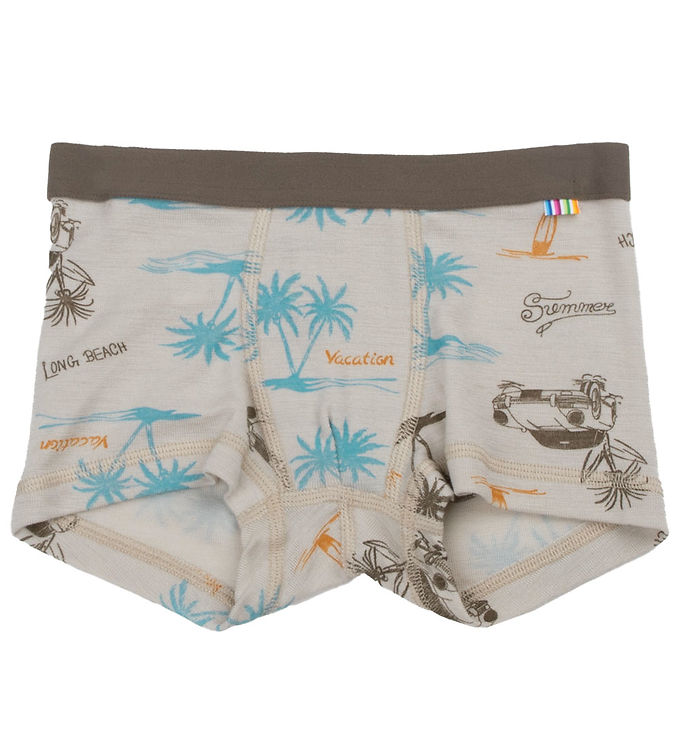 Joha Boxershorts - Uld/Silke - Beige m. Print Joha Boxershorts - Uld/Silke - Beige m. Print