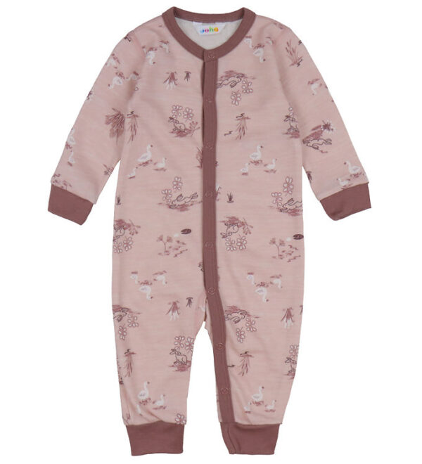 Joha Heldragt - Uld/Bambus - Lyserød m. Print