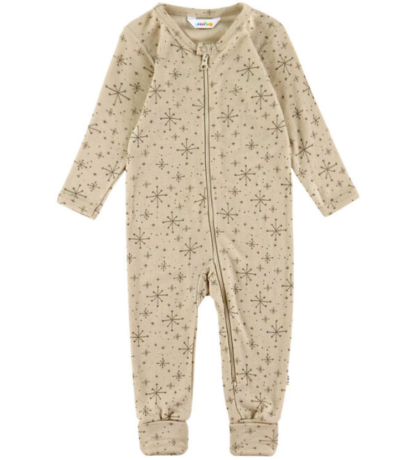 Joha Heldragt m. Fødder - Uld - Beige m. Stjerner