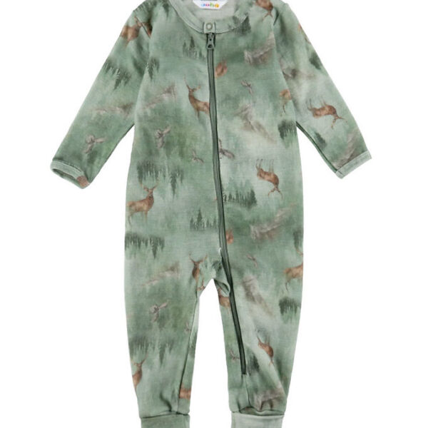 Joha Heldragt m. Fødder - Uld - Grøn m. Skov