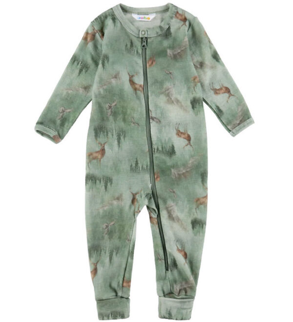 Joha Heldragt m. Fødder - Uld - Grøn m. Skov Joha Heldragt m. Fødder - Uld - Grøn m. Skov