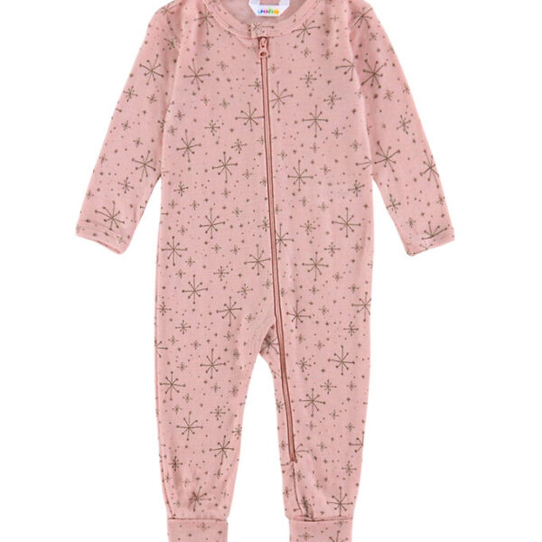 Joha Heldragt m. Fødder - Uld - Rosa m. Stjerner