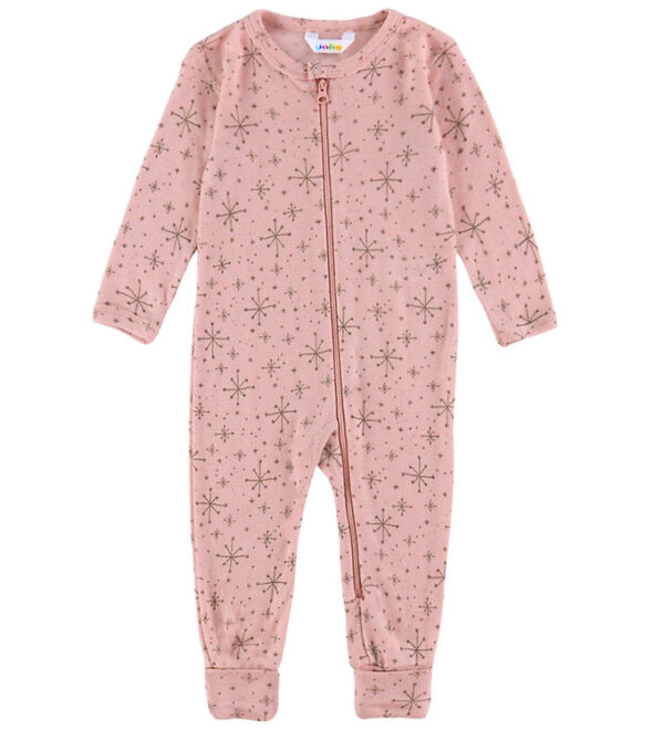 Joha Heldragt m. Fødder - Uld - Rosa m. Stjerner Joha Heldragt m. Fødder - Uld - Rosa m. Stjerner