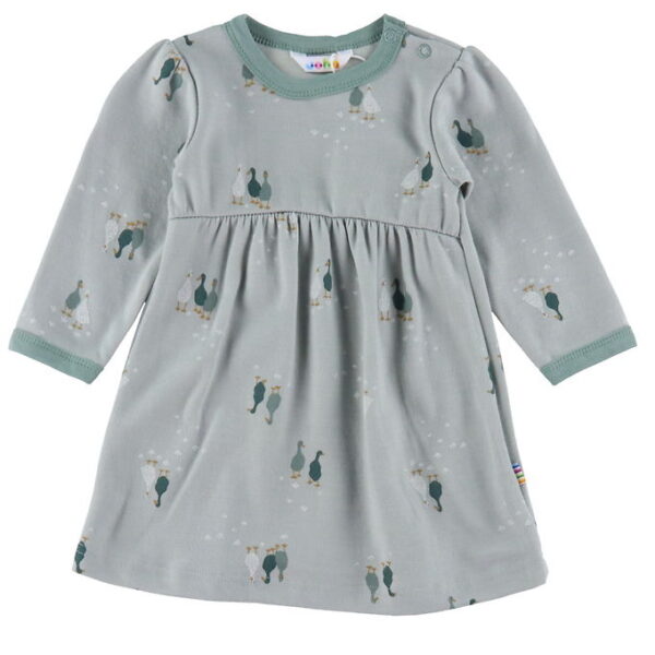 Joha Kjole - Uld/Bomuld - Dusty Grøn m. Gæs