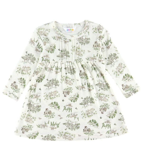 Joha Kjole - Uld/Silke - Off White m. Træer Joha Kjole - Uld/Silke - Off White m. Træer
