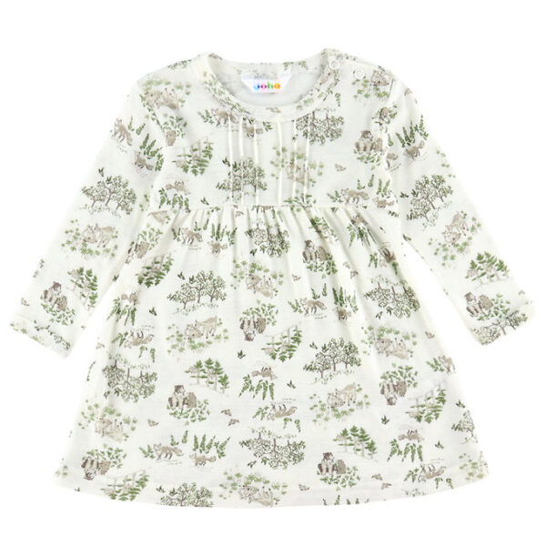Joha Kjole - Uld/Silke - Off White m. Træer