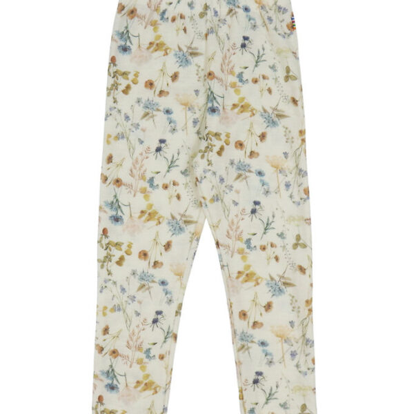 Joha Leggings - Uld - Off White m. Blomster