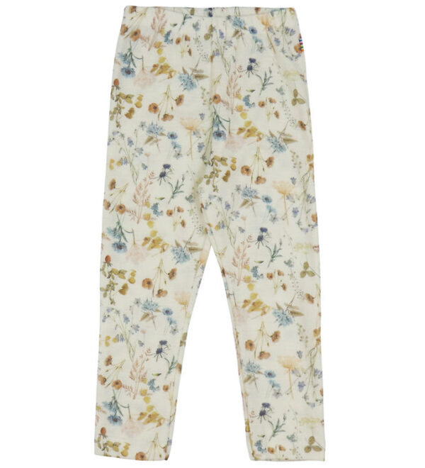 Joha Leggings - Uld - Off White m. Blomster