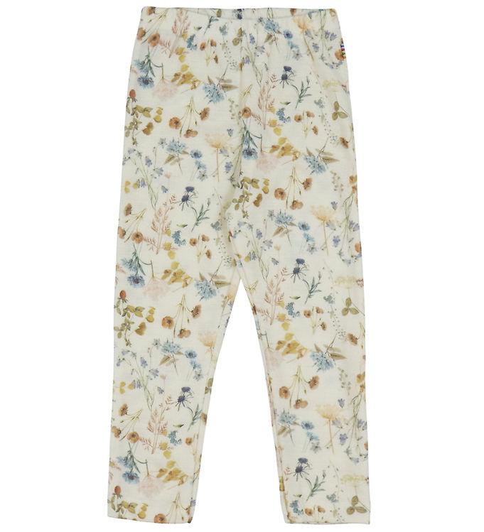 Joha Leggings - Uld - Off White m. Blomster Joha Leggings - Uld - Off White m. Blomster