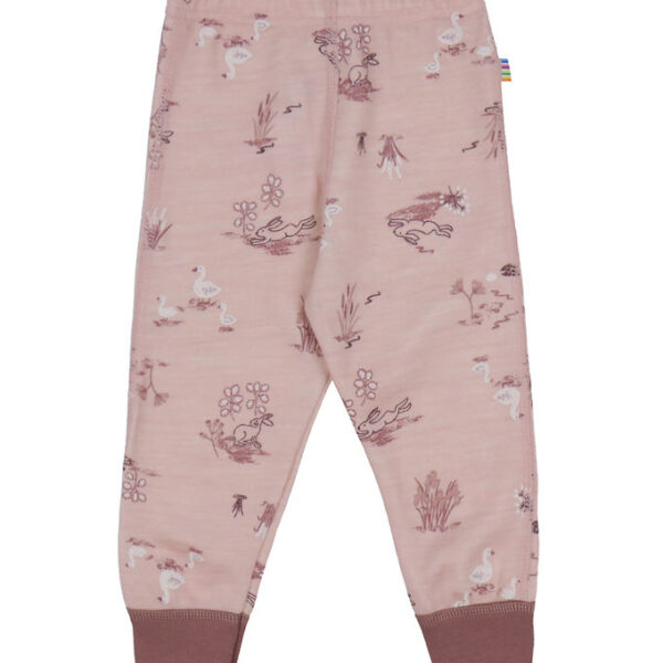 Joha Leggings - Uld/Bambus - Lyserød m. Print