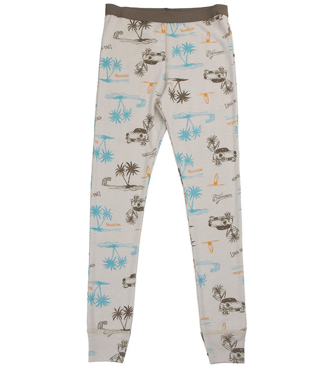 Joha Leggings - Uld/Silke - Beige m. Print Joha Leggings - Uld/Silke - Beige m. Print