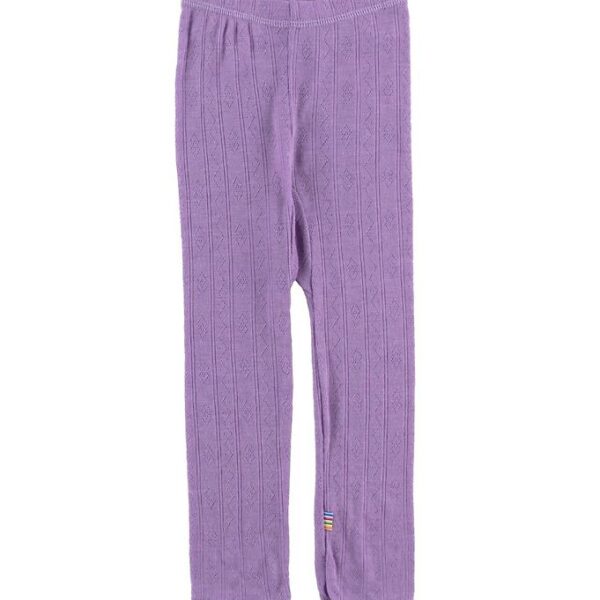 Joha Leggings - Uld/Silke - Lilla m. Hulmønster