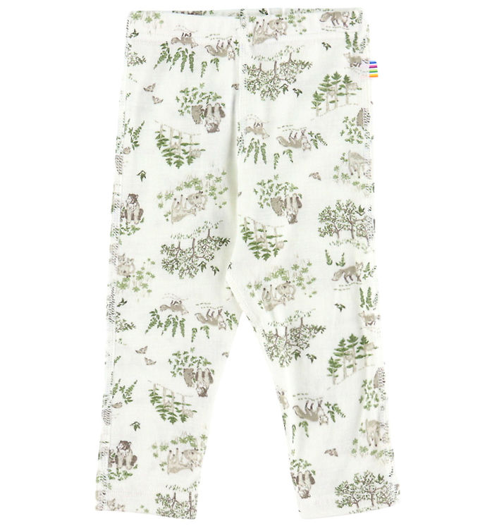 Joha Leggings - Uld/Silke - Off White m. Træer