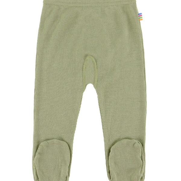 Joha Leggings m. Fødder - Rib - Uld/Silke - Grøn