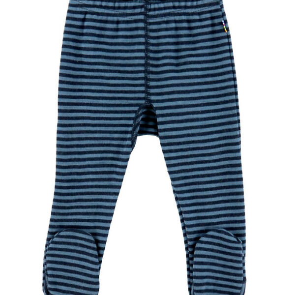Joha Leggings m. Fødder - Uld - Blå m. Striber