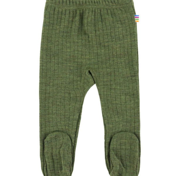 Joha Leggings m. Fødder - Uld - Rib - Mørk Oliven