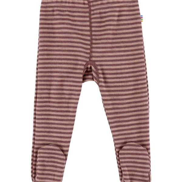Joha Leggings m. Fødder - Uld - Rose m. Striber