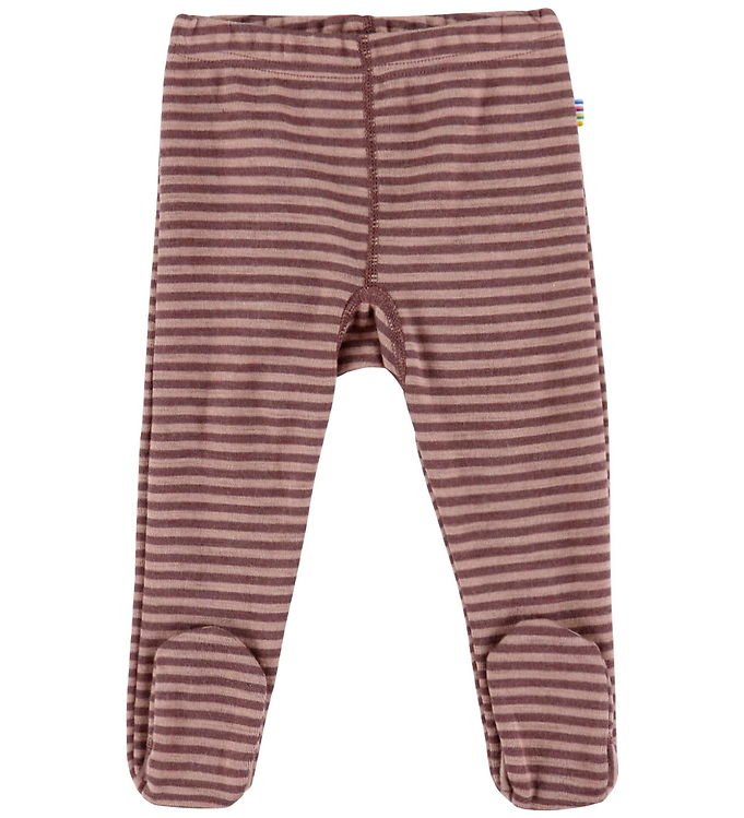 Joha Leggings m. Fødder - Uld - Rose m. Striber Joha Leggings m. Fødder - Uld - Rose m. Striber