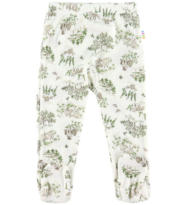 Joha Leggings m. Fødder - Uld/Silke - Off White m. Træer