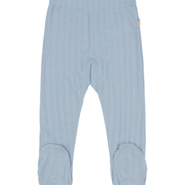 Joha Leggings m. Fødder - Uld/Silke - Støvet Blå