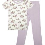 Joha Nattøj - Bambus - Off White/Lilla m. Papegøje