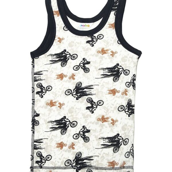 Joha Undertrøje - Bambus - Off White/Marineblå m. Cykel