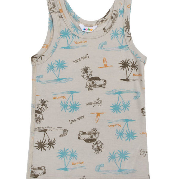 Joha Undertrøje - Uld/Silke - Beige m. Print