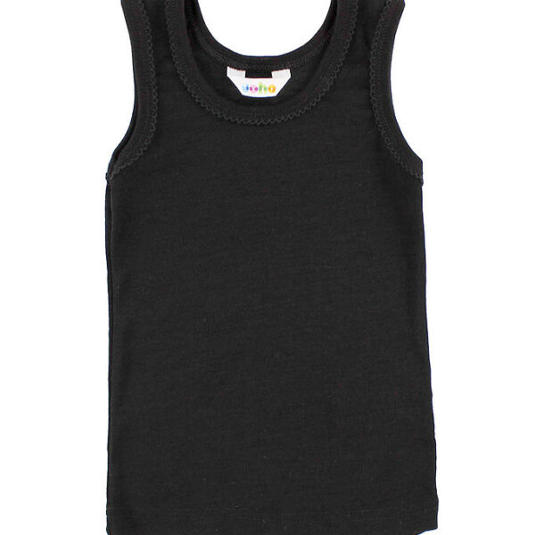 Joha Undertrøje - Uld/Silke - Sort m. Blondekanter