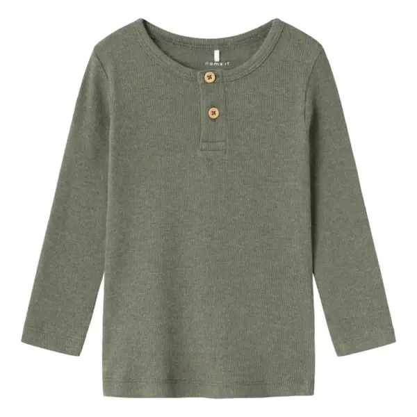 Kab langærmet basis bluse - DUSTYOLIVE - 98