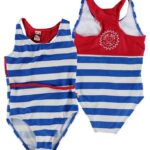 Katvig Classics Badedragt - UV50+ - Blå/Hvidstribet m. Rød