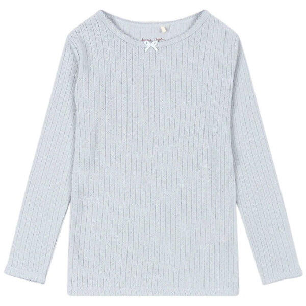 Konges Sløjd Bluse - Rib - Minnie - Gray Dawn m. Hulmønster
