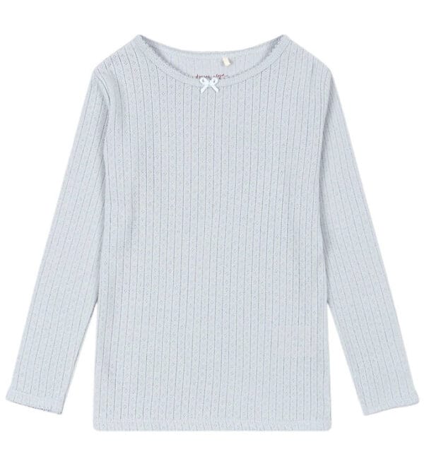 Konges Sløjd Bluse - Rib - Minnie - Gray Dawn m. Hulmønster
