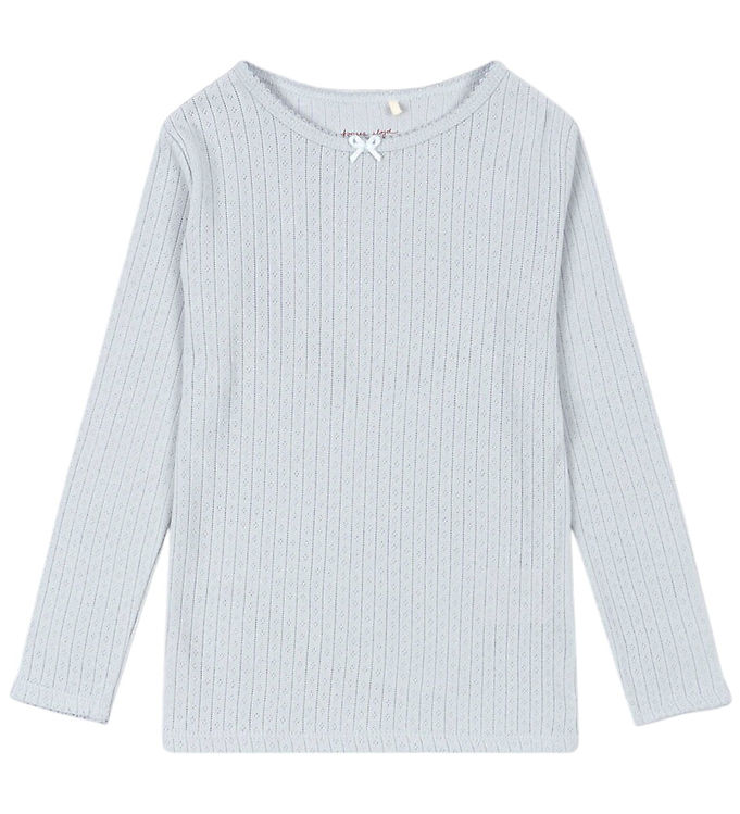 Konges Sløjd Bluse - Rib - Minnie - Gray Dawn m. Hulmønster