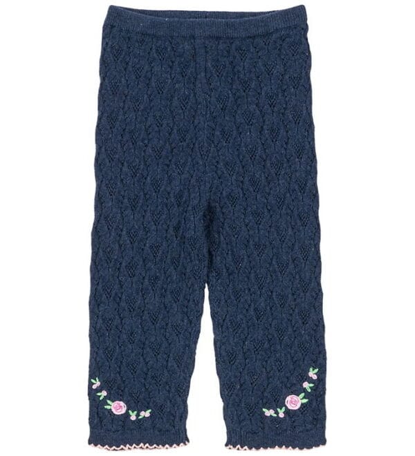 Konges Sløjd Bukser - Strik - Rosier - Ensign Blue m. Hulmønster