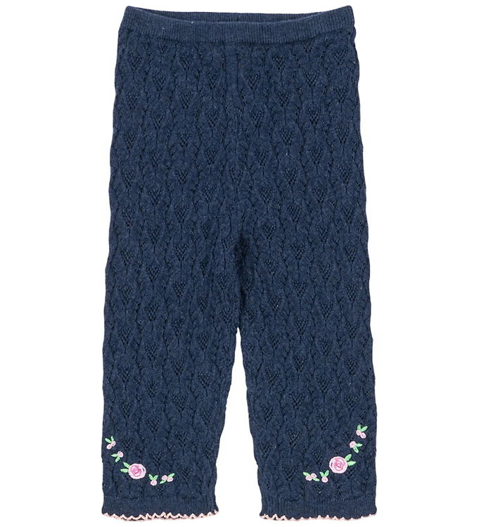 Konges Sløjd Bukser - Strik - Rosier - Ensign Blue m. Hulmønster