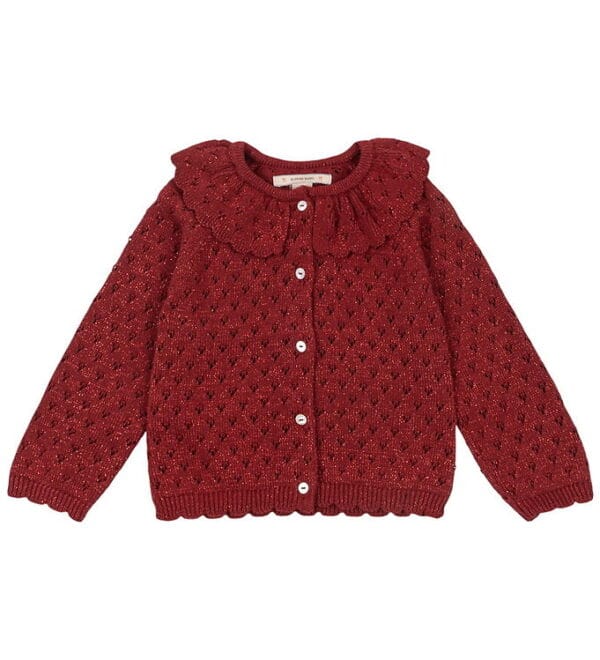 Konges Sløjd Cardigan - Strik - Red Dahlia m. Hulmønster