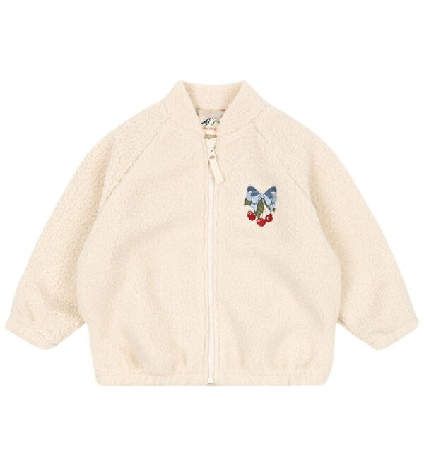 Konges Sløjd Fleecejakke - Jazz - White Smoke m. Kirsebær