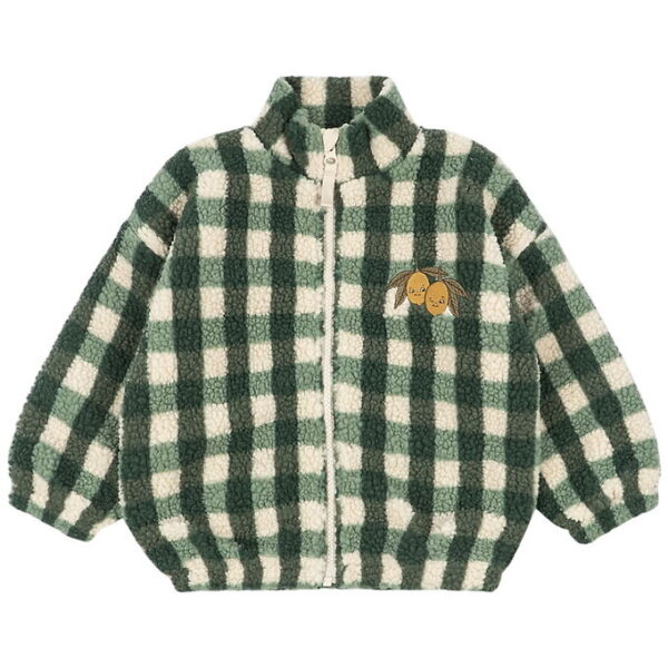 Konges Sløjd Fleecejakke - Jody - Green Check m. Citroner
