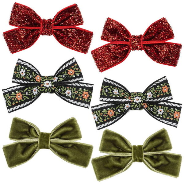 Konges Sløjd Hårsløjfer - 5,5 cm - Micki - 6-pak - Rød/Grøn