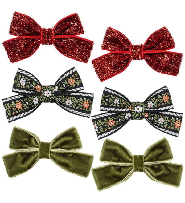 Konges Sløjd Hårsløjfer - 5,5 cm - Micki - 6-pak - Rød/Grøn