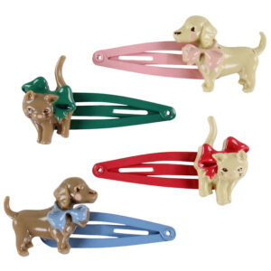 Konges Sløjd Hårspænder - 4-pak - Cats & Dogs - Multi