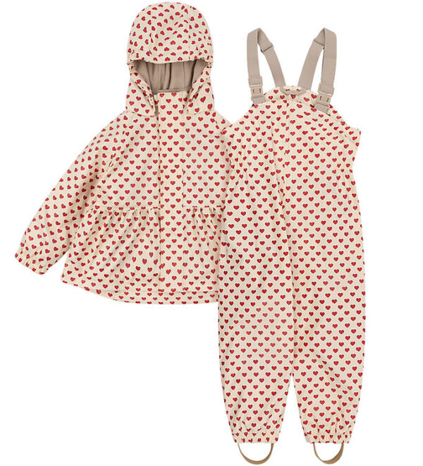 Konges Sløjd Regntøj m. Seler/Fleece - PU - Rainy Palme - Coeur