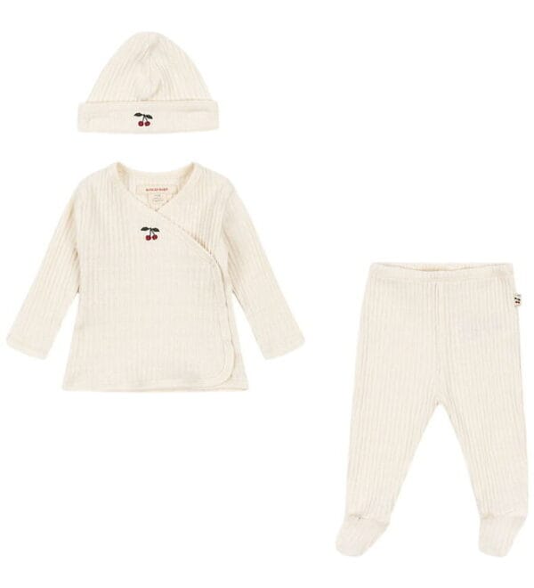 Konges Sløjd Sæt - Rib - Nia - Cherry m. Hulmønster