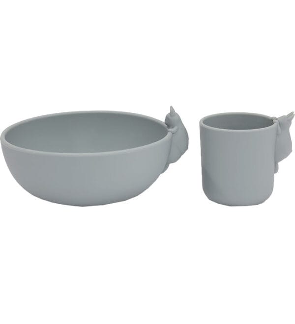 Konges Sløjd Spisesæt - Silikone - 2 dele - Bunny - Quarry Blu