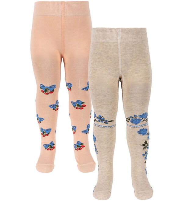Konges Sløjd Strømpebukser - Jacquard - 2-pak - Amarena/Tramonto