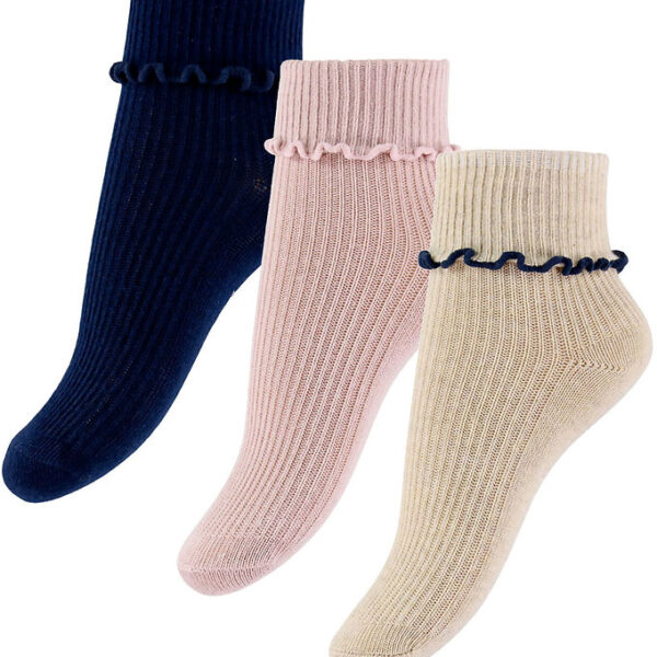 Konges Sløjd Strømper - 3-pak - Rib - Navy/Cream/Blush