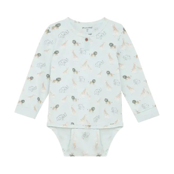 Langærmet Body m. Print - Sprout Green - 80