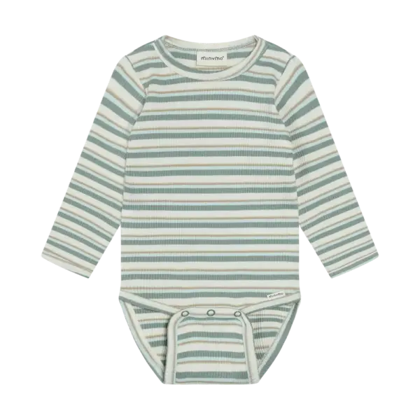Langærmet Rib Body m. Striber - Lily Pad - 50