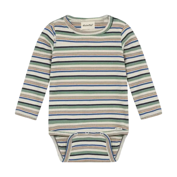Langærmet Rib Body m. Striber - Lily Pad - 62